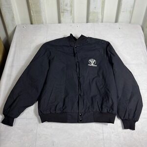 Vintage 90s West Ark Jägermeister Mens Bomber Jacket Black Full Zip USA Made XL